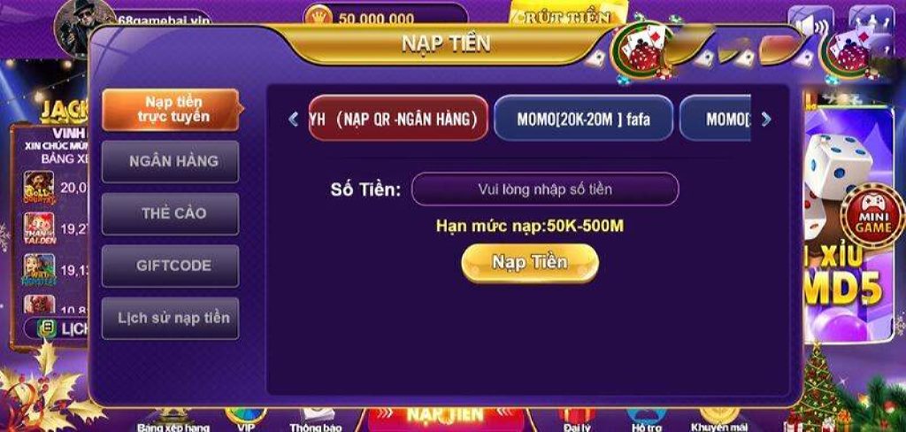 Nạp tiền vào ví game ứng dụng thông qua ngân hàng nhanh chóng, an toàn