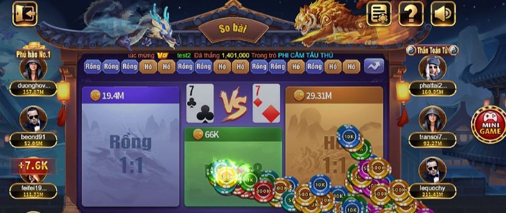 Rồng hổ đảm bảo đẹp mắt, tỷ lệ thưởng hấp dẫn