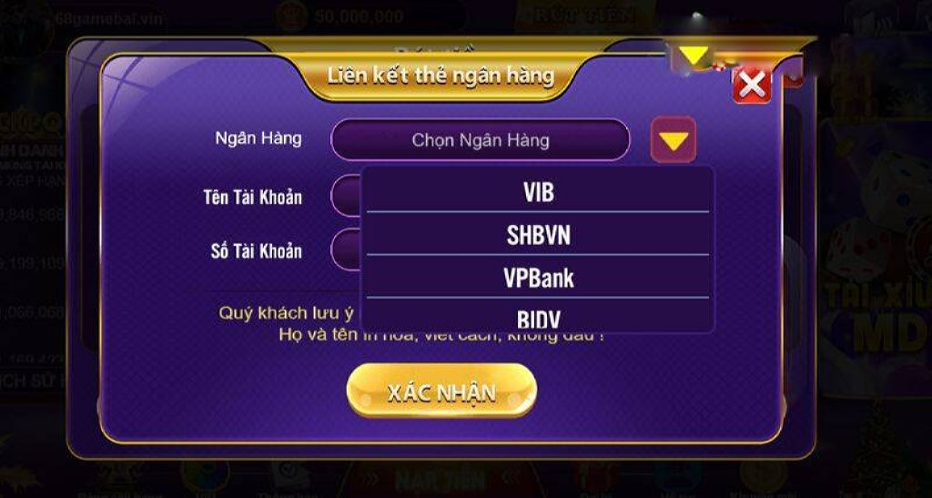 Rút tiền 68 Game Bài trực tiếp về tài khoản ngân hàng được đông đảo người chọn